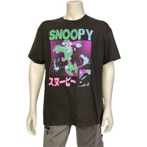 Women's T Shirt Peanuts Graphic Tee Black Size XL Short Sleeve